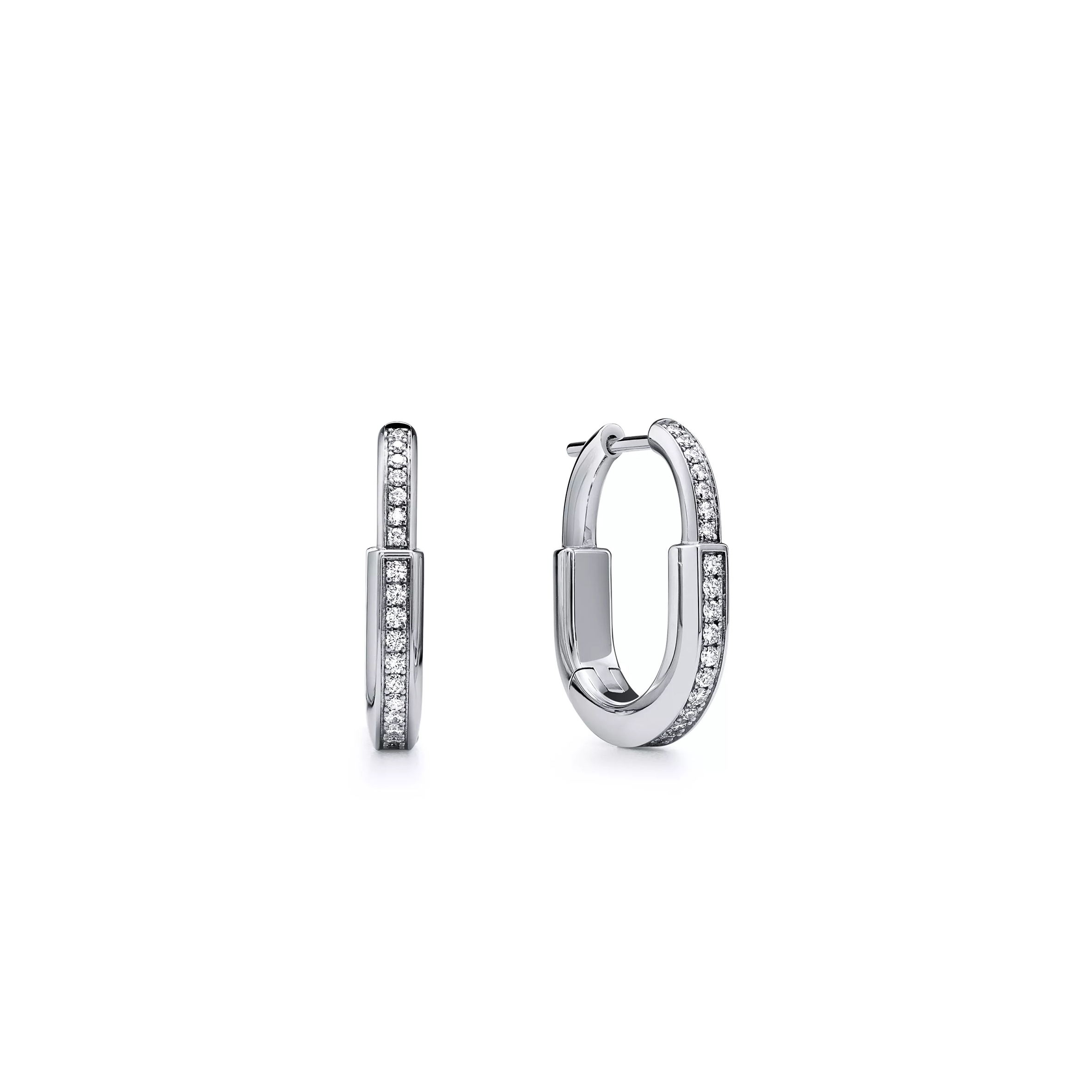 TIFFANY LOCK SMALL LOCK EARRINGS IN WHITE GOLD WITH PAVÉ DIAMONDS 74365973